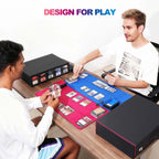 UAONO Trading Card Storage Box with Commander Display, 5 Row Magic Card Box with Handle & Aluminum Alloy Locking for 3900+ Unsleeved Cards Suits for MTG PTCG TCG Sports Cards (Black Gray)