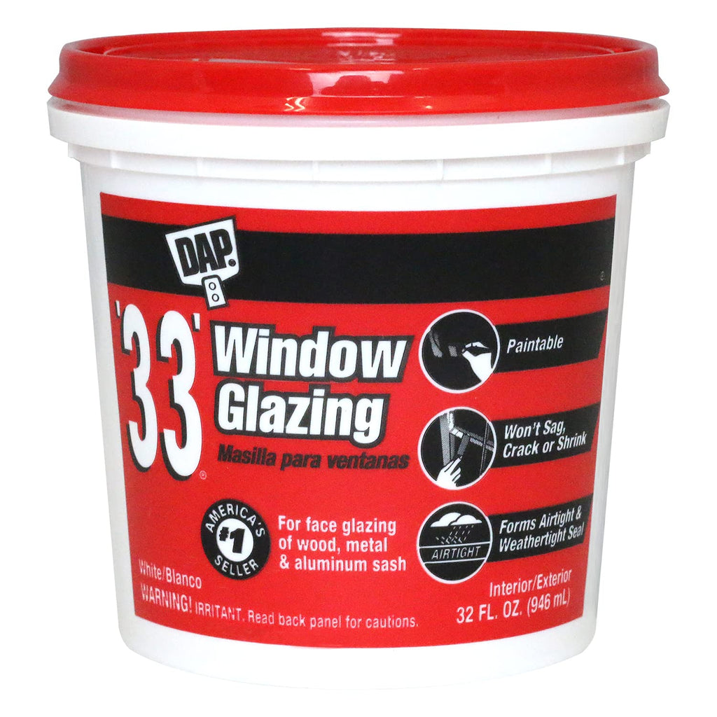 DAP '33' Window Glazing, White, 32 Oz (7079812122)