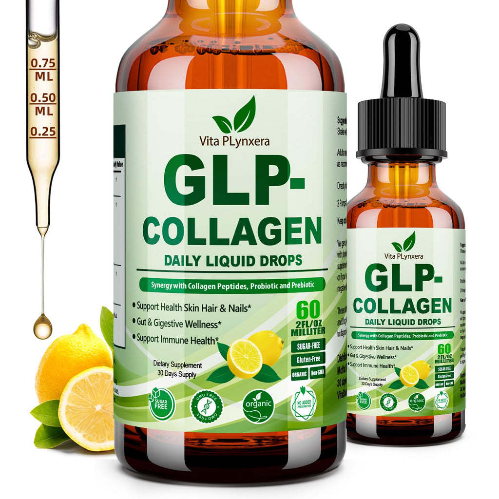 Vita PLynxera Hydrolyzed Collagen Peptides + Prebiotic & Probiotics Liquid Drops for Women, 60 Billion CFU Support Digestive Skin Hair Nails, Liquid Collagen Burn Drops