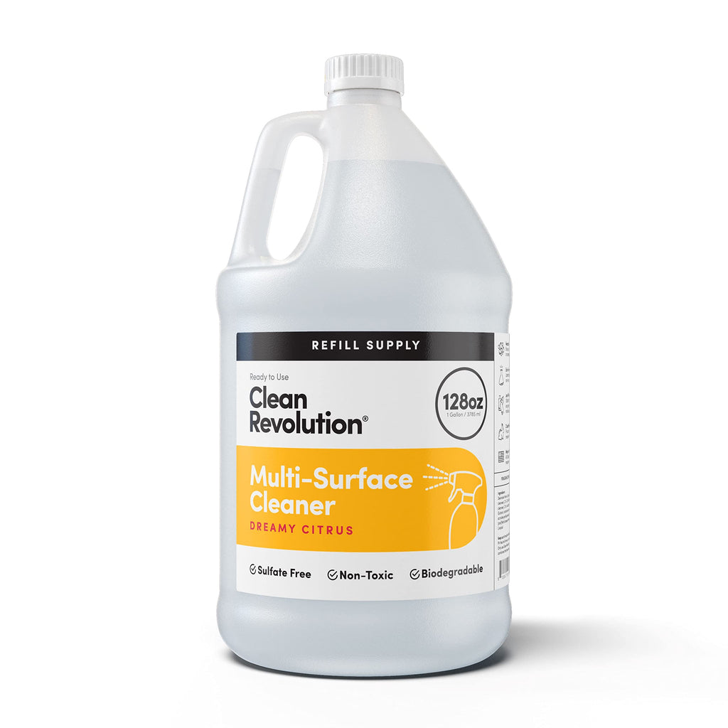 Clean Revolution Multi Surface Cleaner Refill Supply, Non-Toxic, Eco-Friendly & Plant-Based, Ready to Use, Dreamy Citrus, 128 Fl Oz (1 Gallon)