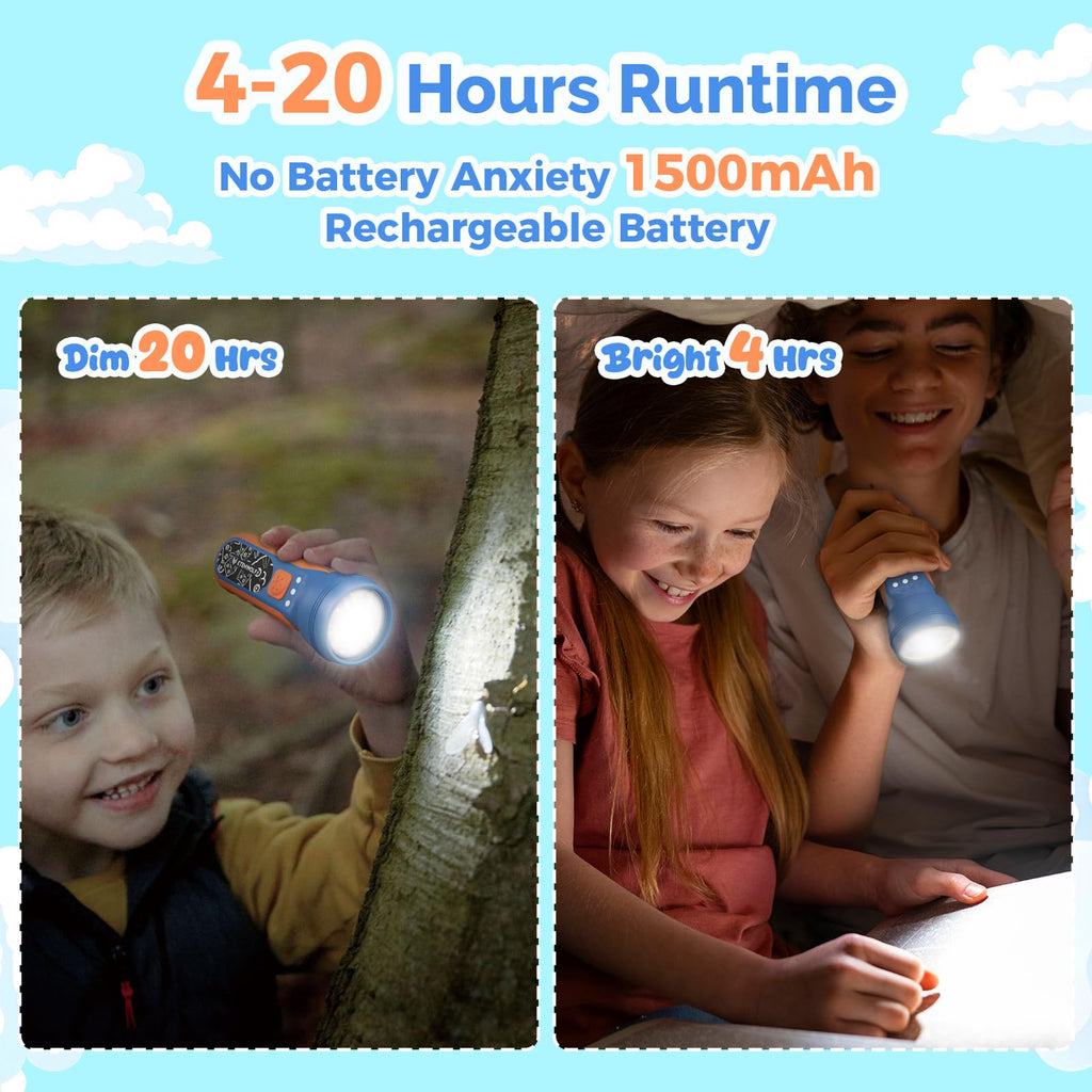 ETENWOLF L1 Rechargeable Flashlight for Kids with Fun DIY Stickers