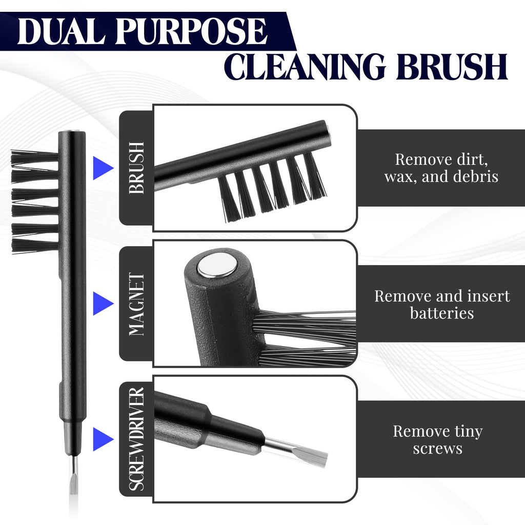 Wovnet Hearing Amplifier Cleaning Tools, Compatible with Audien Hearing Aid Kit Includes 6 Sizes Silicone Dome, Cleaning Brush with Screwdriver Wax Guards Filter and Carrying Case(12 Pcs)