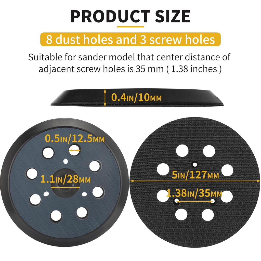 Gnellkoor Orbital Sander Pad Replacement for Dewalt, 2 Pack