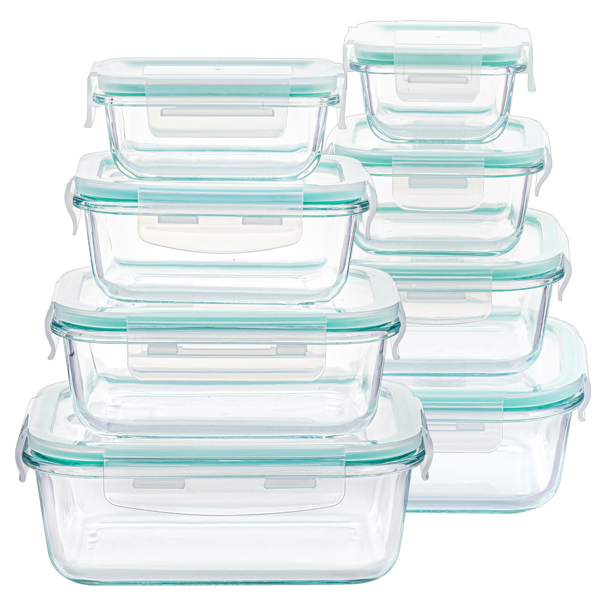 Vtopmart 8 Pack Glass Food Storage Containers with Lids Green
