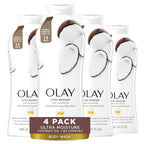Olay Body Wash for Women, Ultra Moisture, 24hr Moisturizing, Hydrating & Refreshing, B3 Vitamin Complex, Free of Parabens & Phthalates, For All Skin Types, Coconut Oil Scent, 22 fl oz (Pack of 4)