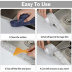 Caulk Tape Waterproof Self Adhesive, 2 Rolls Toilet Caulk Sealing Strip, Bathtub Caulking Sealant Tape for Kitchen, Bathroom, Countertop, Sink, Floor Wall Edge Protector(Grey Marble 1.5" x 10.5Ft)
