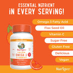 MARYRUTH'S Vegan Omega 3 Gummies for Adults | 2 Month Supply | Sugar Free Supplement with Vitamin C | Flaxseed Oil Immune Support | Overall Wellness | No Fish Taste | 60 Count