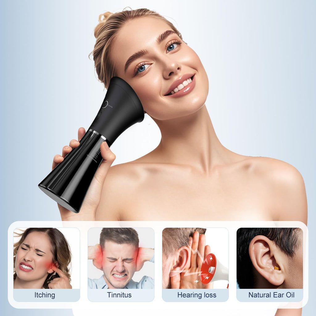 Electric Ear Wax Removal System, Water Powered Ear Cleaning Tool with Irrigation Flusher, 6 Tips, 4 Pressure Settings - Safe & Effective for Ear Wax Buildup Flushing and Cleaning
