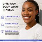Cortisol Supplement for Women - Holy Basil | Ashwagandha | Rhodiola | L-Theanine - Plant-Based Hormone Balance - Mood, Focus & Sleep Support - Made in USA - Vegan, Non-GMO - 60 Capsules for 2 Months