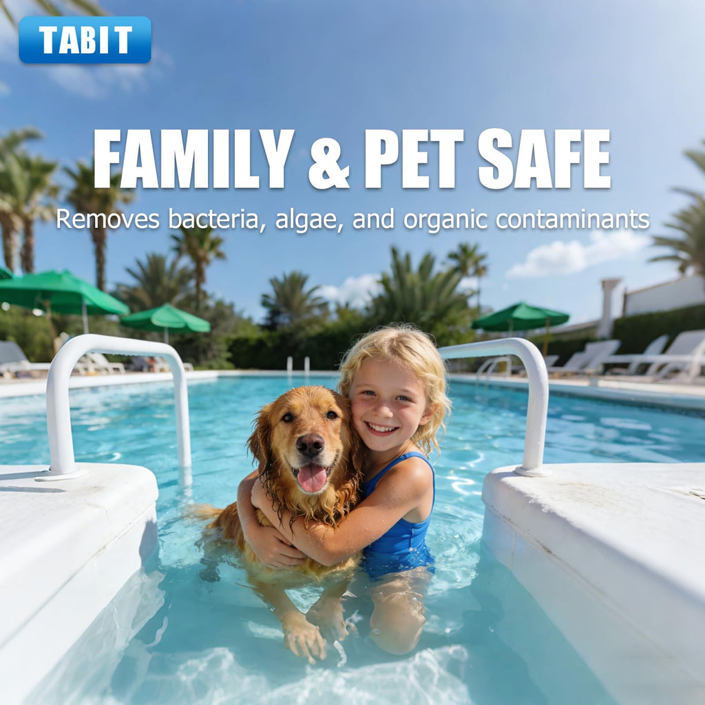 TABIT 50 lbs Chlorine Tablets 3 Inch for Swimming Pools – Slow Dissolving & Long Lasting – 99% Available Chlorine Tri-Chlor – Kills Bacteria & Stops Algae – 2 x 25 lb Buckets