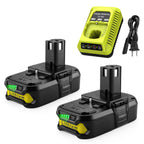 Energup 2Pack 18Volt P102 Replace for Ryobi 18V Batteries and Charger Combo 3.5A, for 18 Volt ONE Plus P103 P104 P105 P107 P109 P190 P191 P122 for Ryobi 18v Battery