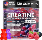Crasye Creatine Gummies Complex 8000mg for Men and Women Creatine Monohydrate Gummy with BCAA Taurine for Muscle Strength and Energy Boost Sugar Free Pre-Workout Supplement - 120 Gummies