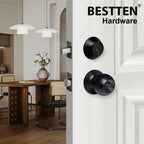 BESTTEN Keyed Alike Exterior Door Knob with Key Lock and Deadbolt, All Keyed Same, Matte Black Entry Door Knobs with Lock and Keys for Entrance and Front Door