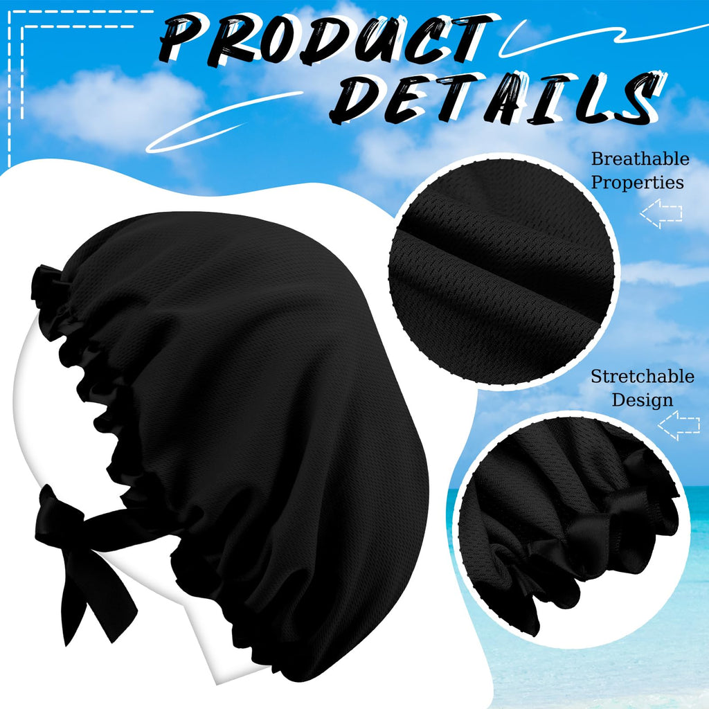Vinsatin 4 Pcs UV Protection Tanning Face Cover Bonnet Cap Set Tanning Mask and Hair Cap Protective Bonnet for Women(Nonwoven Fabric,Black, Blue)