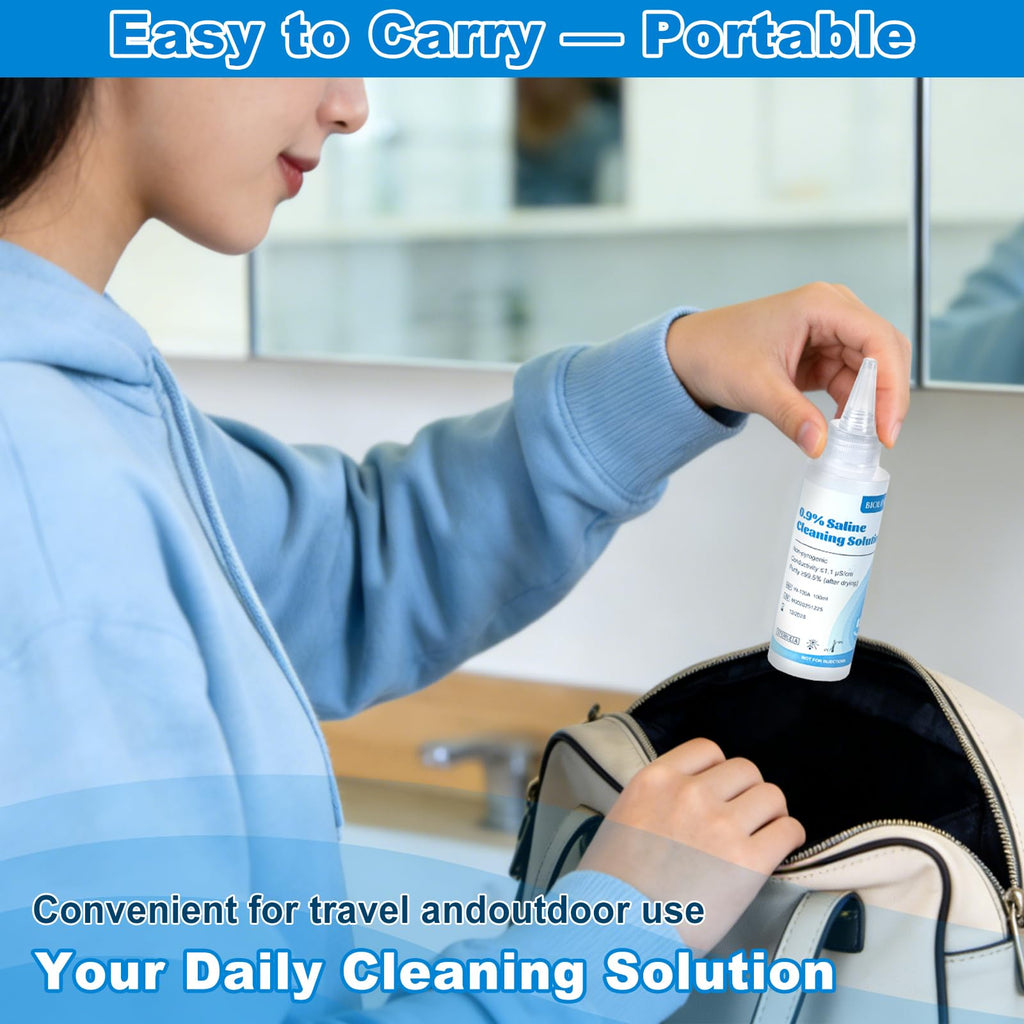 0.9% Saline Cleaning Solution, Normal Solution, Ready-to-Use for Daily Cleaning, Household Use, 100ml Each, 3 per Box, 300ml /10.56 FL OZ