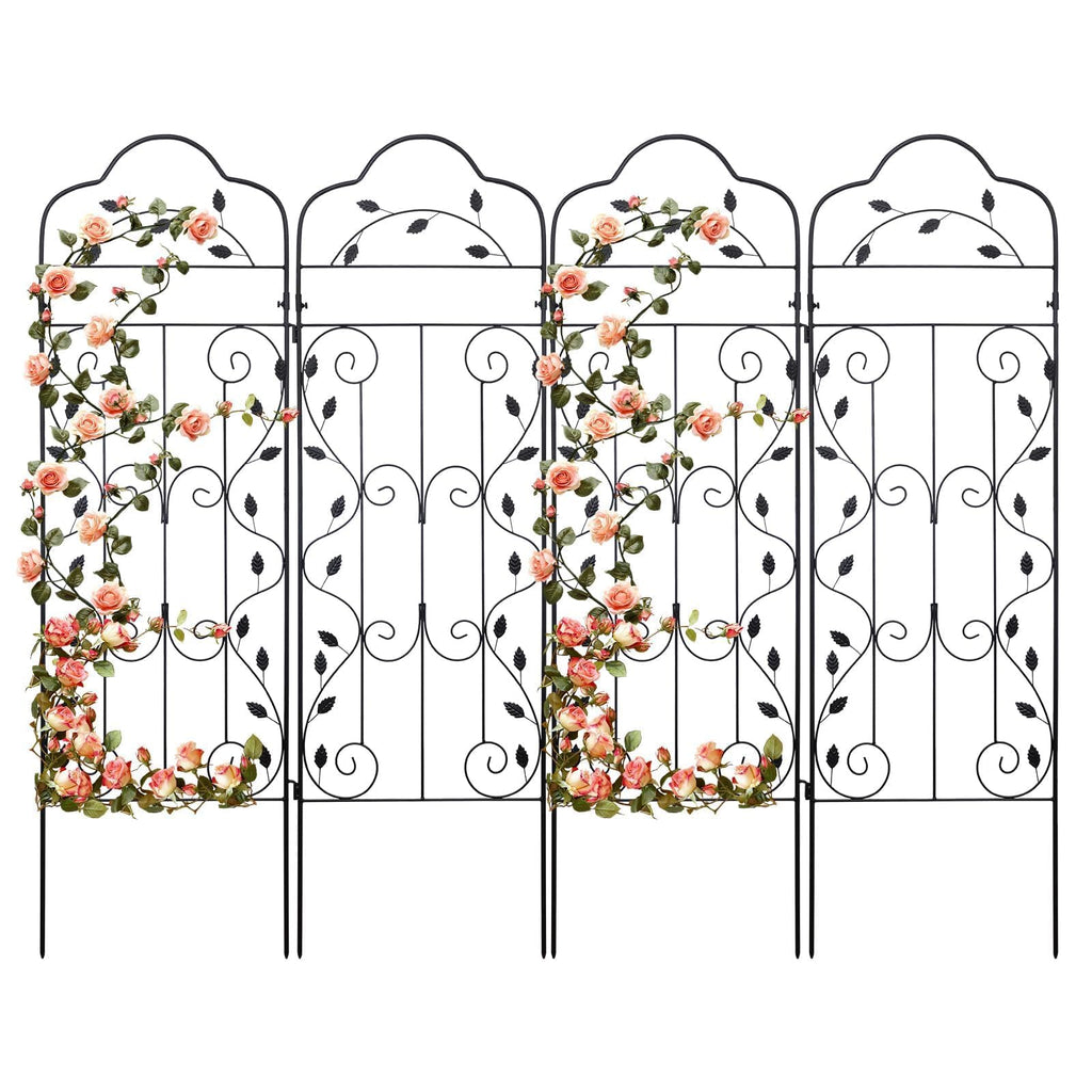 hogardeck 4 Packs 60 * 18 inch Metal Garden Trellis for Climbing Plants Outdoor,Heavy Duty,Black Coating Rustproof Trellis for Rose, Vegetable, Flowers, Expandable,Perfect for Training Climbing Plants