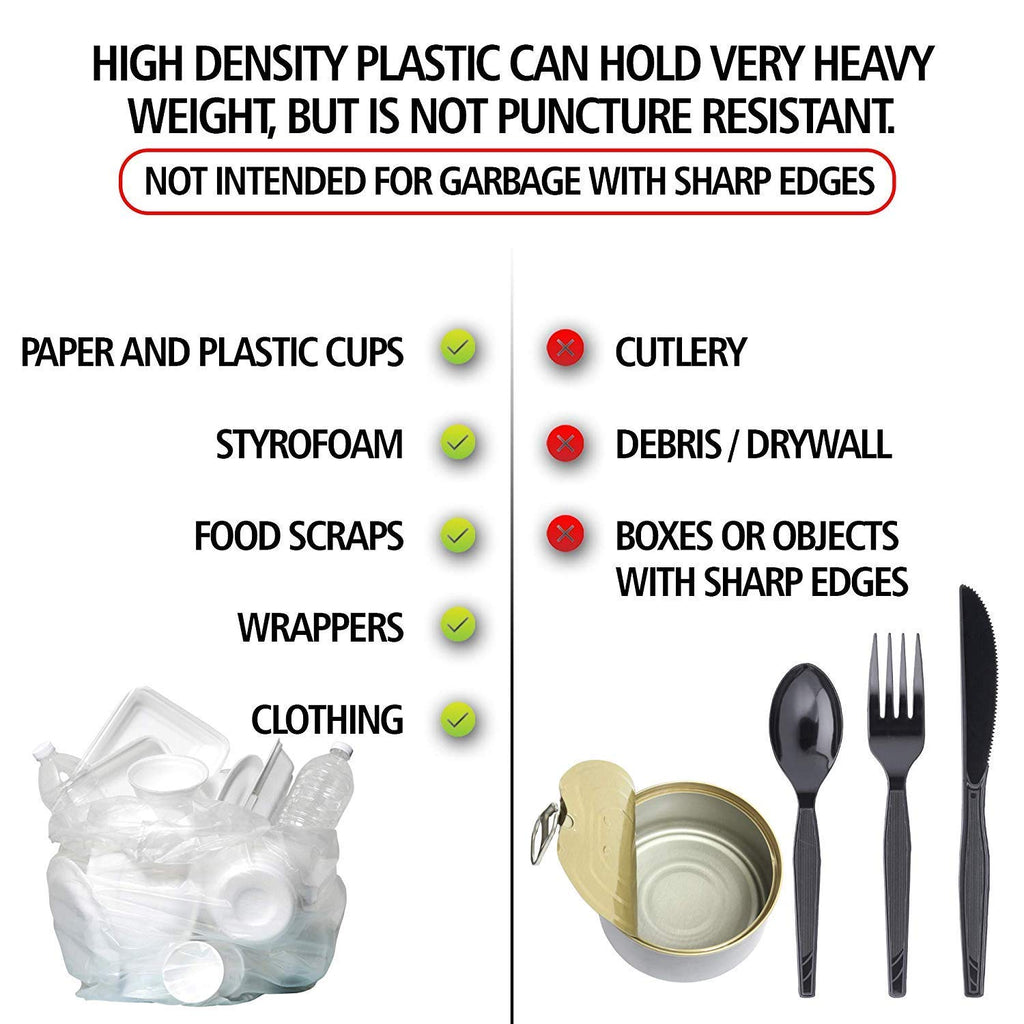 Aluf Plastics High Density Trash Bags, 12 Gallon, 1000 Count, 8 Micron (eq), 24" x 27", Clear, for Bathroom, Office, Industrial, Commercial, Janitorial, Municipal, Recycling