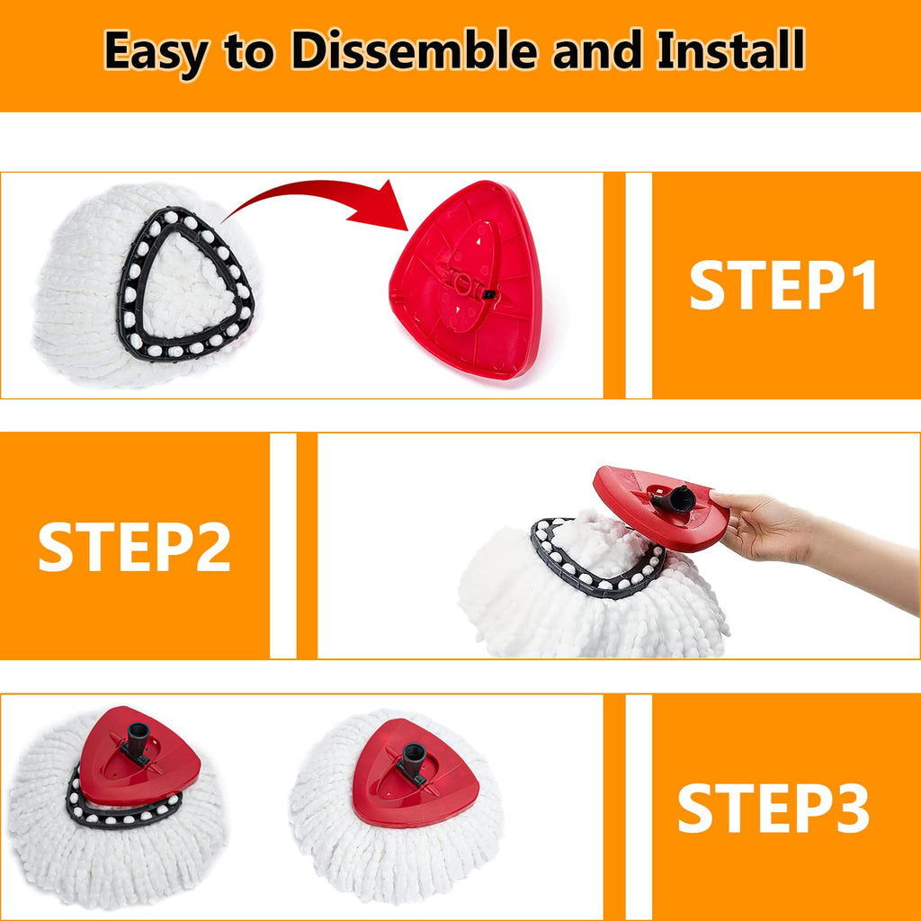 8-Pack Spin Mop Replacement Heads, 100% Microfiber Spin Mop Refills Heads for Easy Wring, 360°Micro Replacement Mop Head for Easy House Cleaning Floor Mopping - (White)