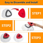 8-Pack Spin Mop Replacement Heads, 100% Microfiber Spin Mop Refills Heads for Easy Wring, 360°Micro Replacement Mop Head for Easy House Cleaning Floor Mopping - (White)
