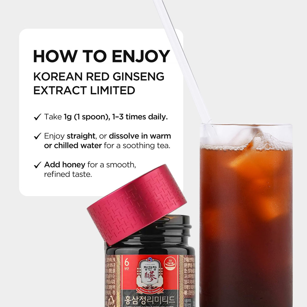 JUNG KWAN JANG Korean Red Ginseng Extract Limited 100g Jar | Ginseng Supplement, Ginseng Tea | Energy Boost,Stamina, Immune Support | 100% Korean Red Ginseng Extract | Vegan Friendly | 100g