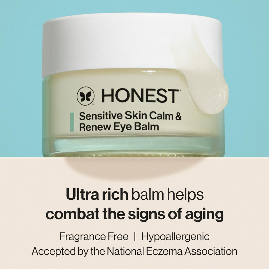 Honest Beauty Sensitive Skin Calm Renew Eye Balm, Moisturizing, Firming, Hypoallergenic, Fragrance-Free, Vegan, 0.5 oz