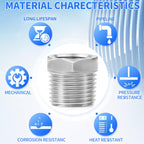 ChillWaves 304 Stainless Steel Pipe Fitting, Reducer Hex Bushing 1/2" NPT Male x 3/8" NPT Female Thread Adapter(12-PACK)