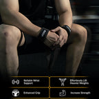 FITFIV Lifting Straps for Weightlifting, Lifting Wrist Straps for Gym Strength Training, Neoprene-padded Wrist Cushion - Men & Women