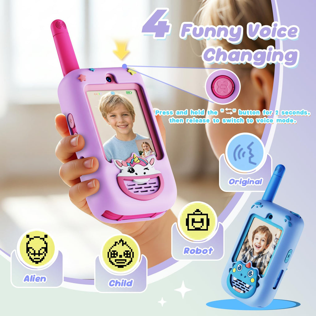 Video Walkie Talkies for Kids, 2 Pack HD Camera Long Range Two Way Radios