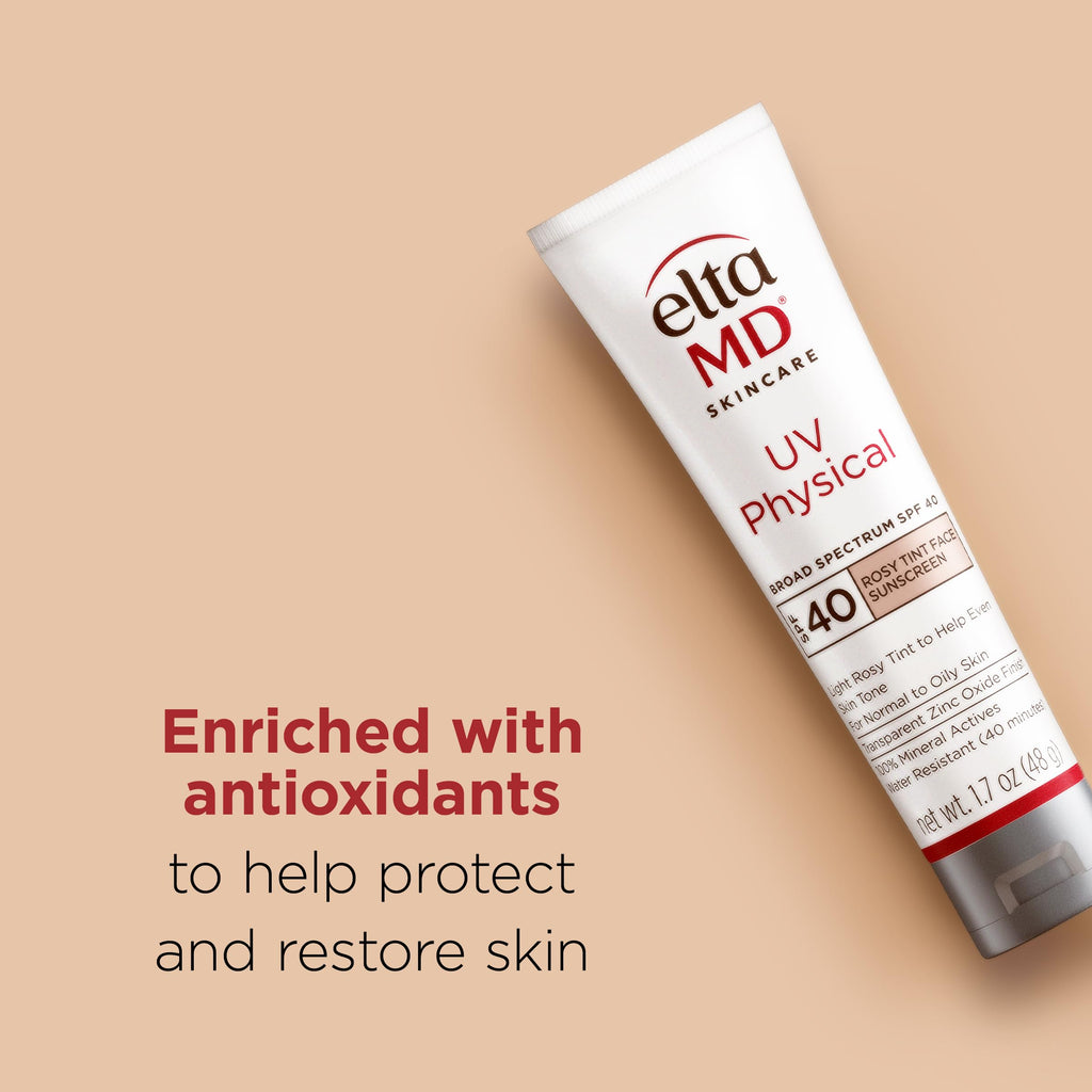 EltaMD UV Physical Rosy Tint Sunscreen for Face, SPF 40 Antixoidant Tinted Sunscreen, 100% Mineral Actives, 1.7 oz