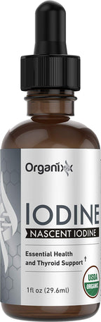 Organixx Pure Liquid Iodine Supplement Solution for Thyroid Support, Organic Drops to Support Healthy Iodine Function & Levels, Energy Levels, Hair & Skin Health, Vegan, Unflavored, 1 fl oz