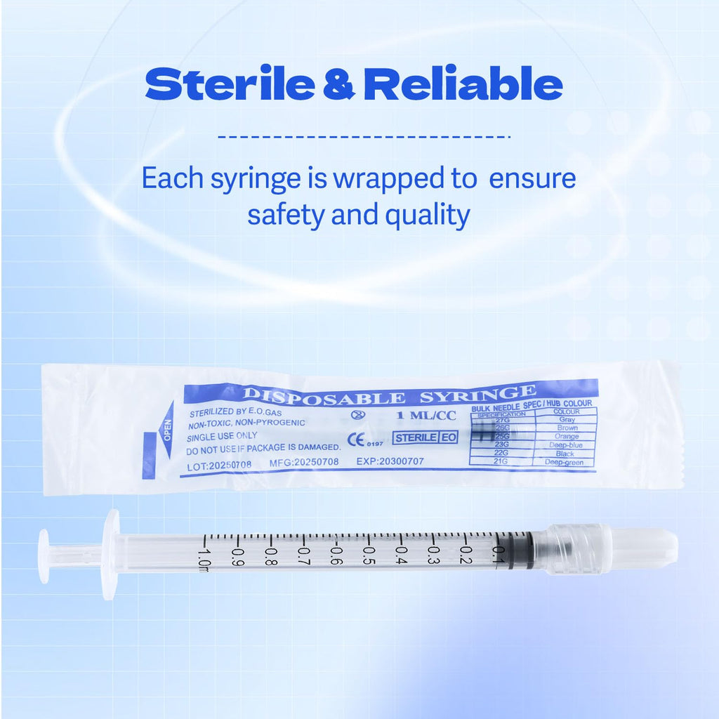 1ml Syringes Without Needles, 1cc Luer Lock Syringe - Disposable Individually Wrapped(10 Pack)