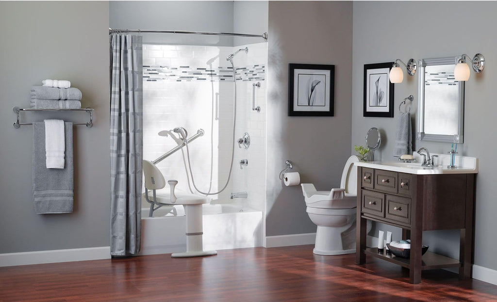 Moen Home Care Bathroom Safety Designer24 Inch Handicap Grab Bar for Bathtub and Shower with Curled Grip, Elderly Assistance Product, Brushed Nickel, LR8724D3GBN