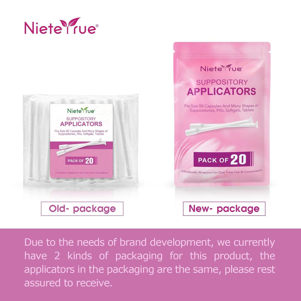 Nieteyrue Disposable Suppository Applicators Individually Wrapped Hygienic Fit to Size 00 Cap-sules and Many Shapes of Suppositories, Tablets Feminine Care Applicators from (20 Counts-new)