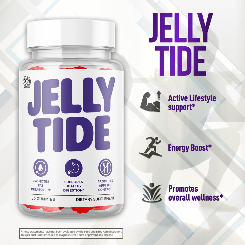 Jelly Tide Gummies, Official Jellytide Weight Management Gummys with Natural Ingredients, Jellytide Advanced Health & Wellness Gummys with Maximum Strength Active Lifestyle Multivitamins (60 Gummies)