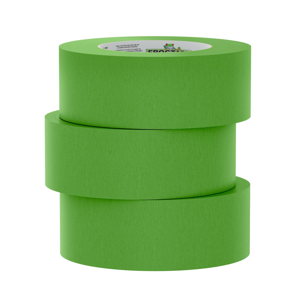 FrogTape Multi-Surface Painters Tape with PAINTBLOCK, 2 Inch Wide (1.88 In. x 60 Yds), Medium Adhesion, Green, 3 Rolls (240661)