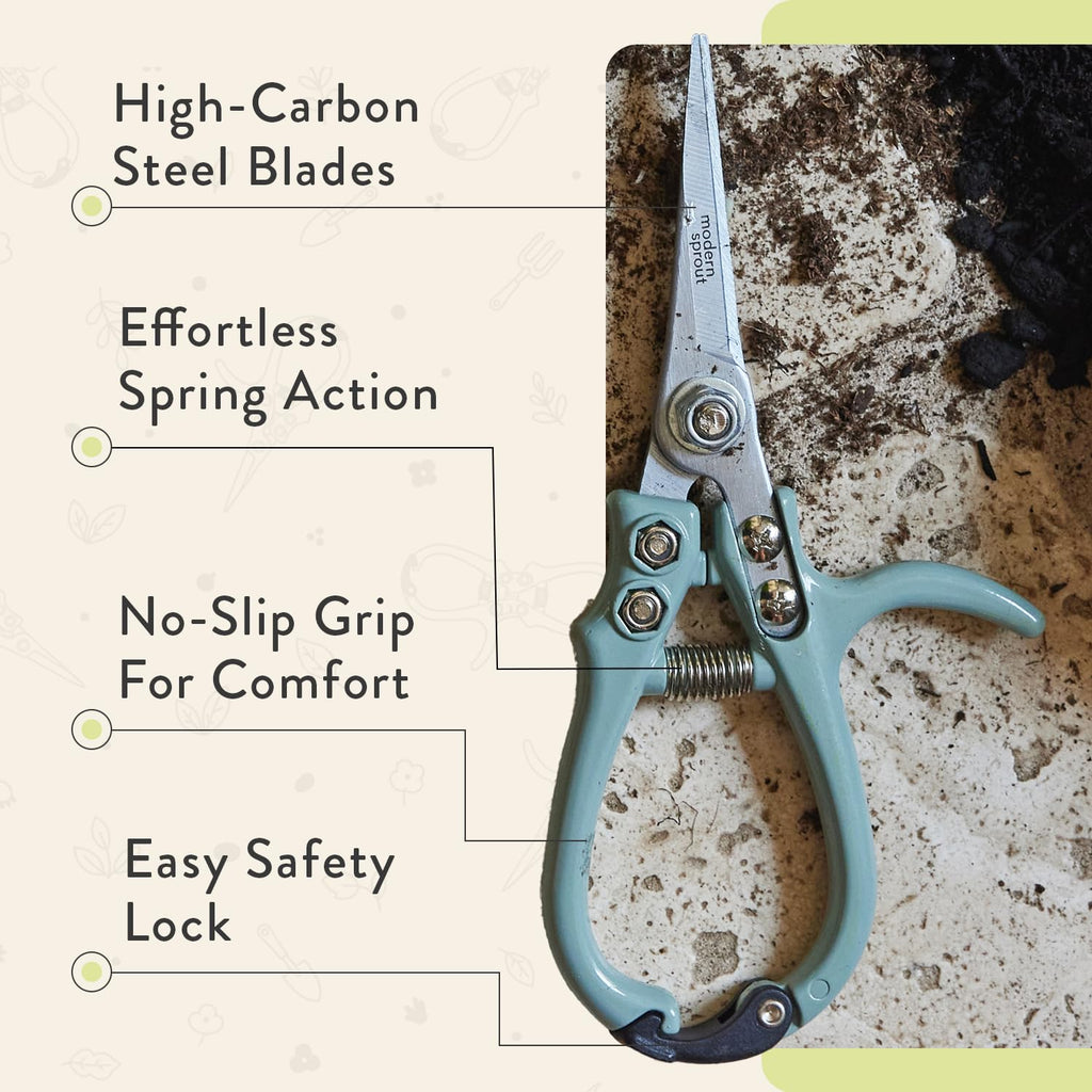 Modern Sprout Hand Pruners+Shears Set w/Blister -Gardening Tools-Chartreuse