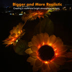 Meagoo Solar Sunflower Lights, 800mA Solar Garden Light with Real Looking Flowers Outdoor Waterproof Solar Stake Lights for Back Yard, Flower Bed, Pathway, Patio, Porch, Fall Decoration (4 Pack)