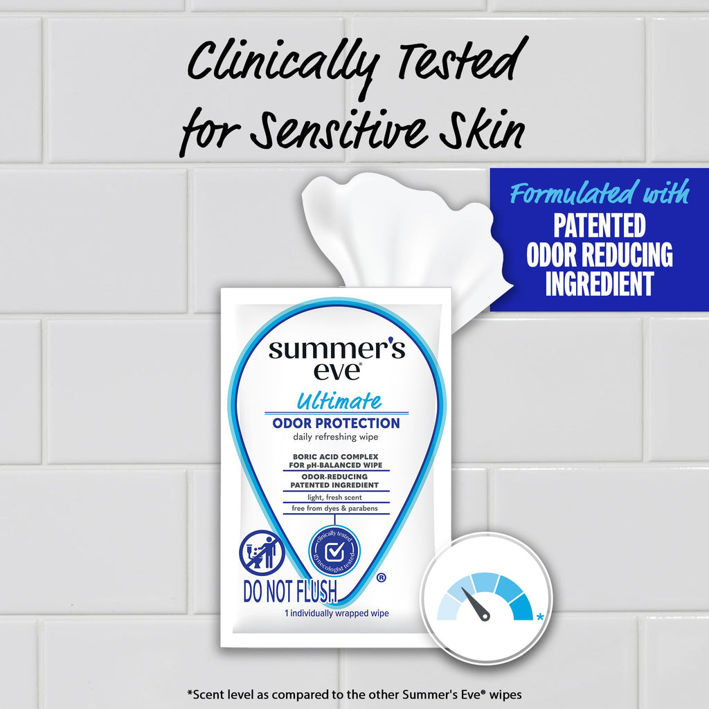 Summer's Eve Feminine Wipes, 12 ct (Pack of 3) | Ultimate Odor Control | Boric Acid | pH Balance | On-the-go