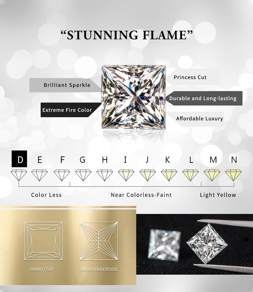 ”STUNNING FLAME“ 18K Gold Plated Sterling Silver Princess Cut Cubic Zirconia Stud Earrings for men women(w-7)