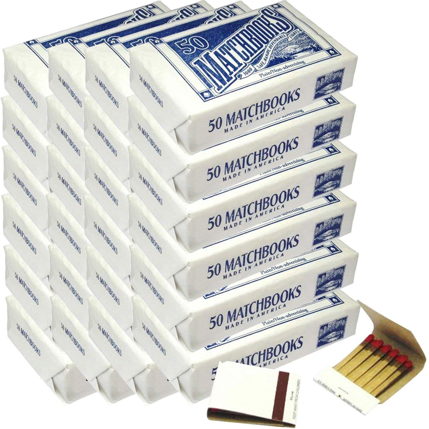 D.D. Bean & Sons AB24 A24 1200 Matchbooks, White, for Wedding Birthday Wholesale, Made in America, Standard