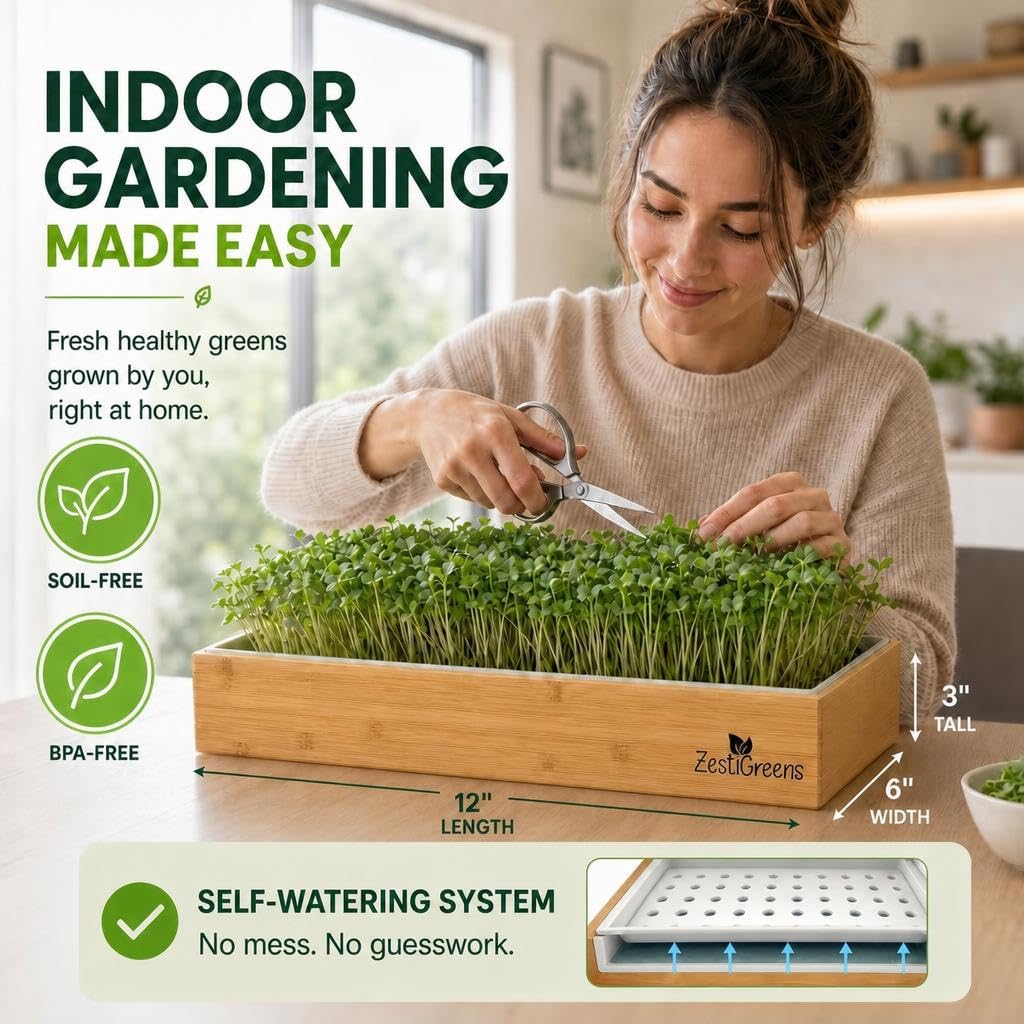 Microgreens Growing Kit - Self-Watering Tray with US Premium Seeds