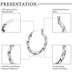 MILACOLATO Solid 925 Sterling Silver Twisted Hoop Earrings for Women 2.5mm