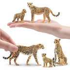 Toymany 8PCS Cheetah Figurines with Cheetah Cubs, Realistic Jungle Zoo Animals Figurines Family Set, Educational Toy Cake Toppers Christmas Birthday Gift for Kids