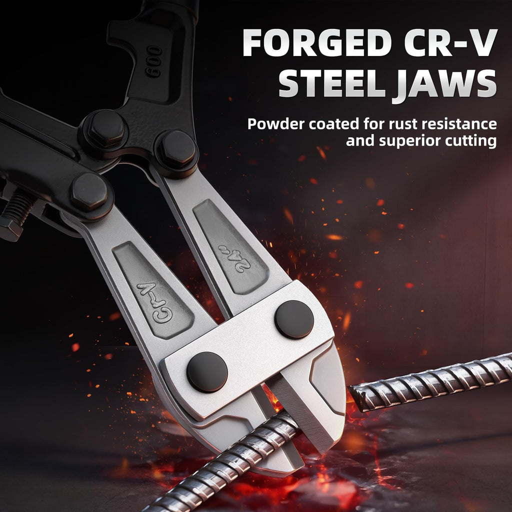GRENPRO 24” Bolt Cutter, CRV Chrome Vanadium Steel Blade, Yellow & Black Non-Slip Handle, Professional Heavy-Duty Cutter