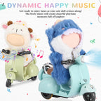 Simgoing 2 Pcs Mini Electric Doll Scooter Vehicles Toy Funny Doll Accessory with Music & Lights Could Rotate 360° Cute Plastic Scooter Toy Ornaments Battery Not Included (Blue & Green)