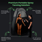 KobbTan Large Deluxe Spray Tan Tent – Pop Up Tent Portable Tanning Booth with Carry Case – Clear Window for Perfect Spray Tanning – Extraction Fan Opening – Easy Clean Spray Tan for Home & Salon
