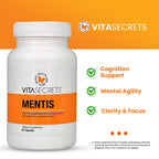 Vitasecrets Mentis Memory & Cognition Support Supplement - Concentration, Clarity, Cognitive Enhancement - Vitamins B6, B12, Ashwaganda, Gingko Biloba| Gluten and GMO Free, 90 Capsules