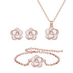 EleQueen 3Pcs Rose Flower White Rose Gold Plated Child Jewelry Set