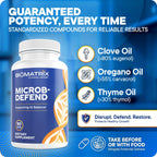 BioMatrix Biofilm Disruptor, GI Repair Digestive Supplement for Men and Women, Oil of Thyme, Oregano & Clove, Gut Microbiome & Intestinal Health Support | Microb-Defend (90 Softgels)