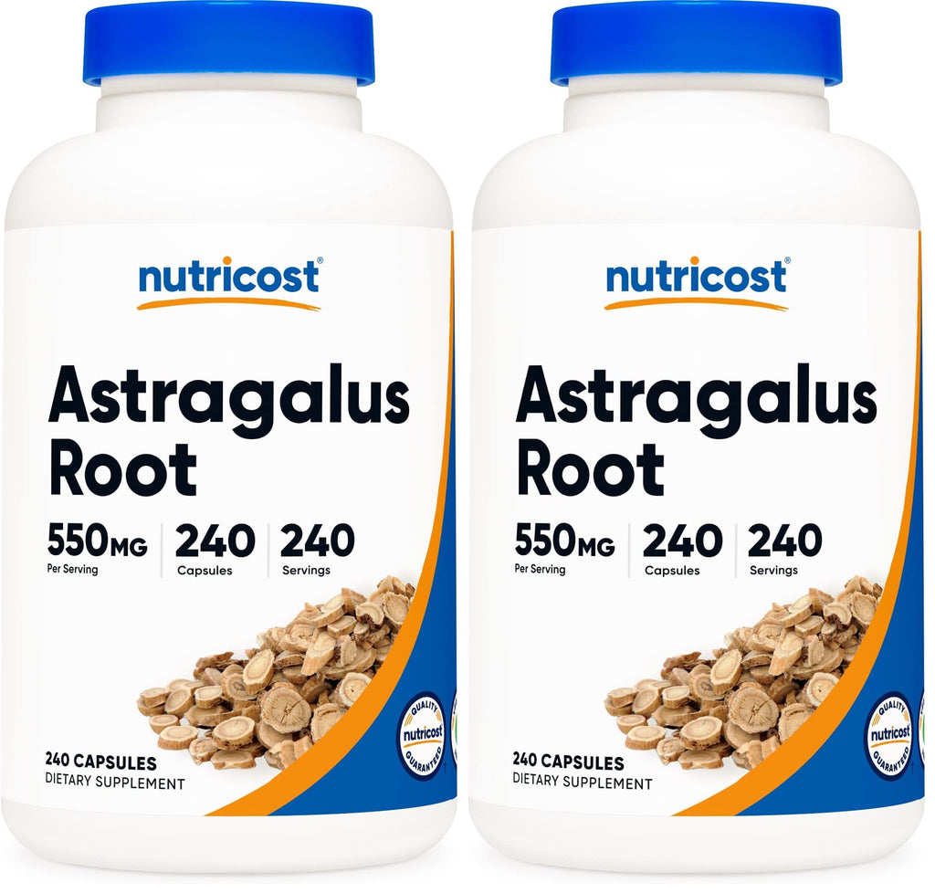 Nutricost Astragalus Capsules 550mg, 240 Vegetarian Capsules - Non-GMO and Gluten Free (Pack of 2)